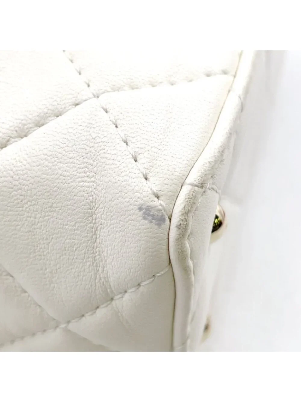 Chanel Quilted Small Box Random Lambskin White Chain Shoulder Bag Gold